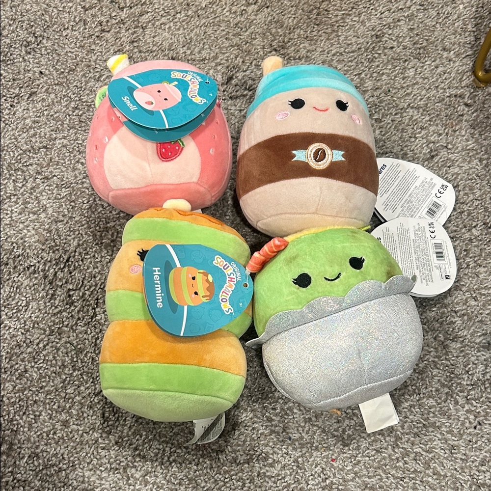 Squishmallows Plush Toy Set - Pink, Brown, Green, Silver